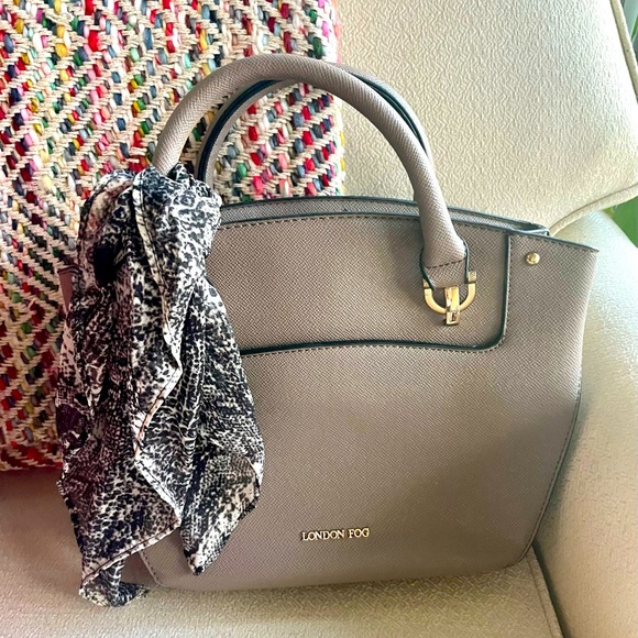 London Fog Handbags - London Fog Satchel with Scarf in Taupe NWOT